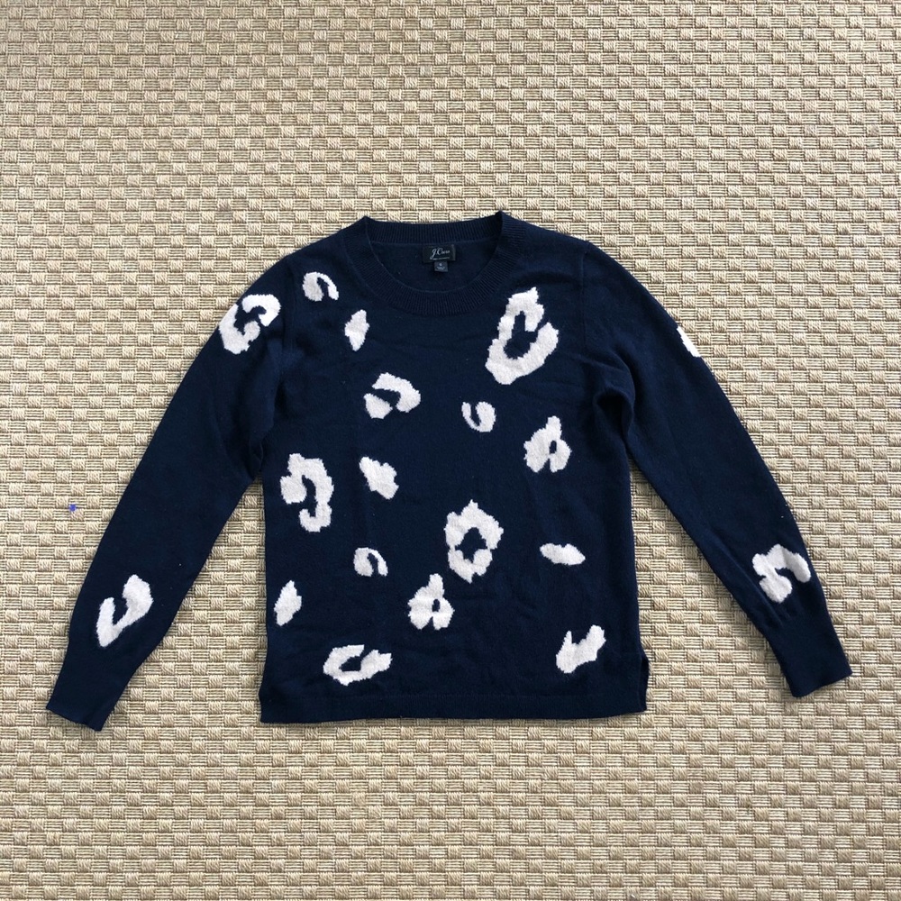 J. Crew Navy and White Patterned Sweater